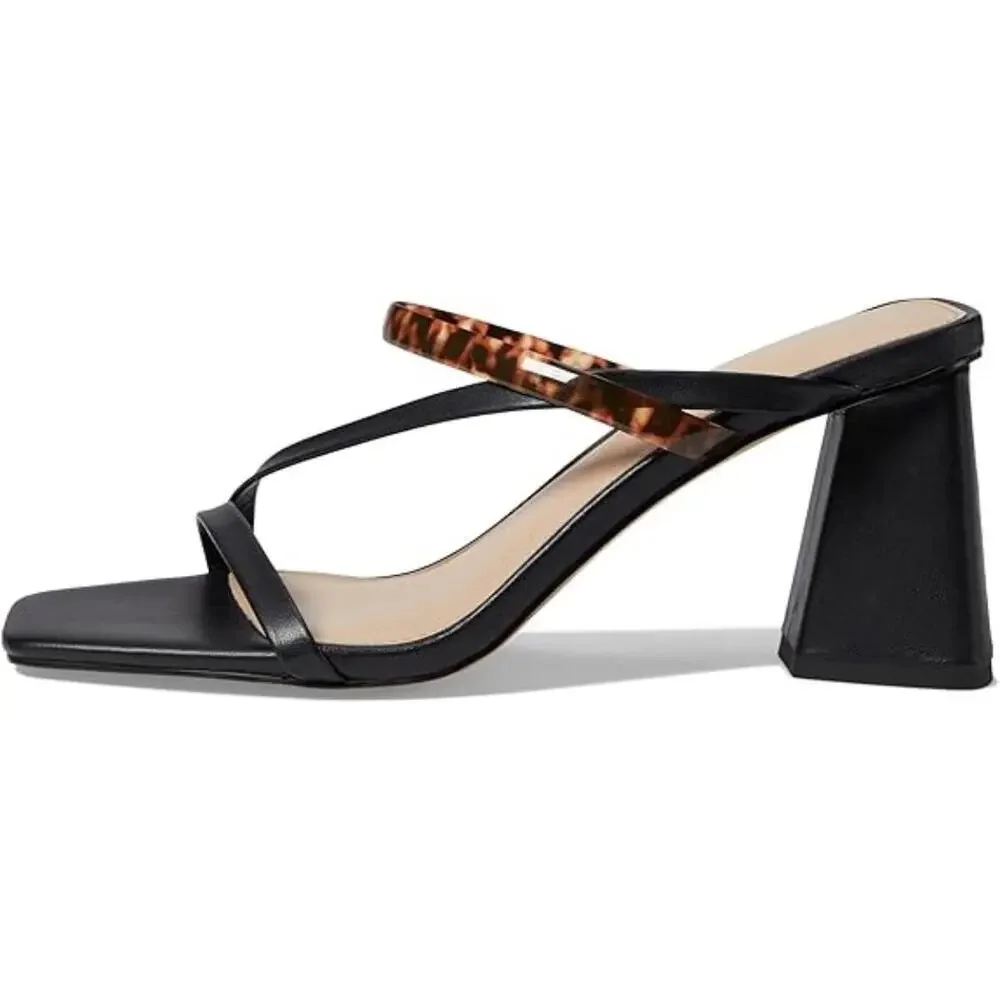 Faryl by Farylrobin Brittanie Sandals Women's 10 Black Leather Slip-On GAL1680